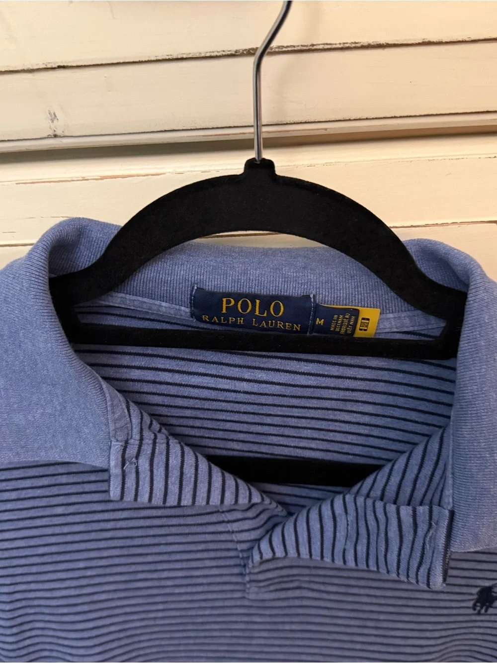 Ralph Lauren Blue Striped Polo Shirt with Navy Pony